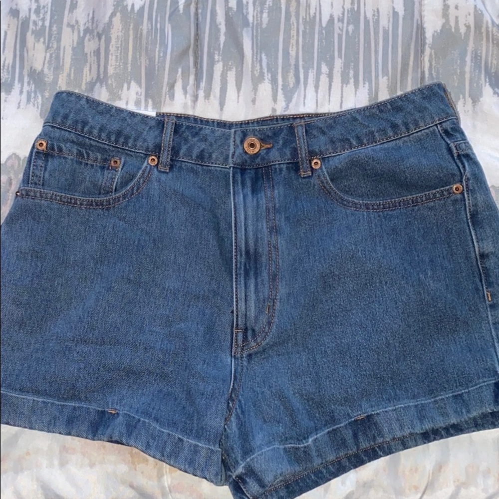 High rise denim shorts